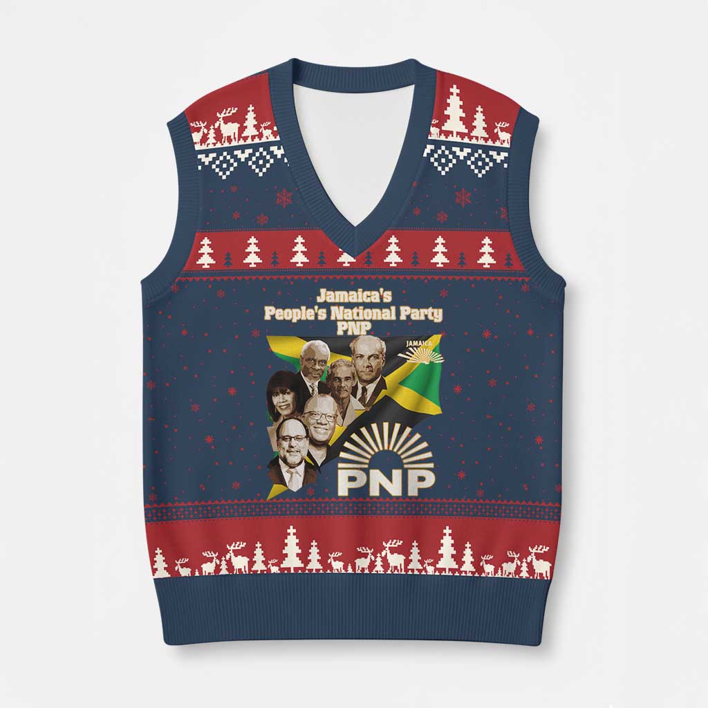 Jamaica People's National Party PNP Supporter V-Neck Knit Sweater Vest Patriotic Political Leaders Tribute Jamaican Flag - Wonder Print Shop