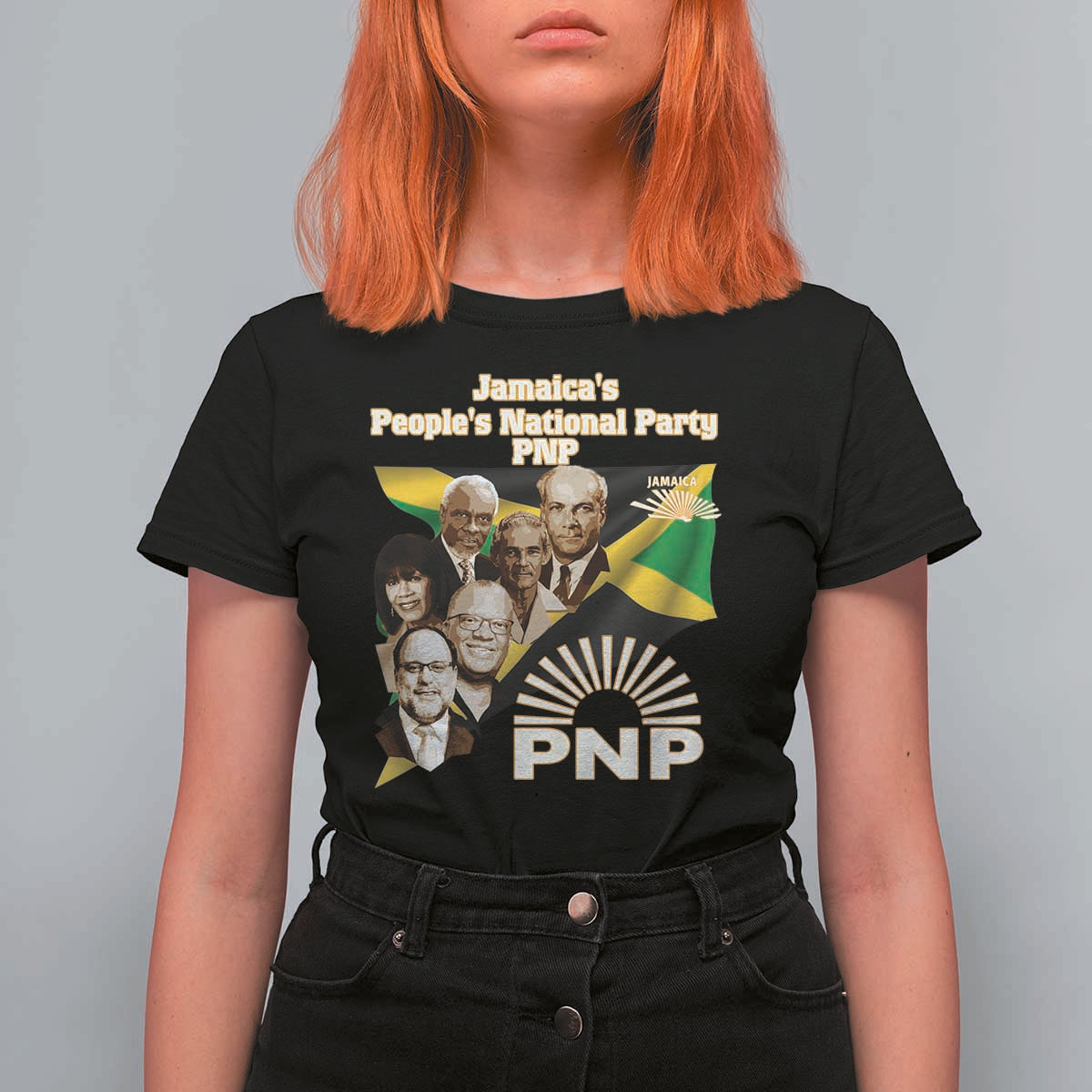 Jamaica People's National Party PNP Supporter T Shirt For Women Patriotic Political Leaders Tribute Jamaican Flag - Wonder Print Shop