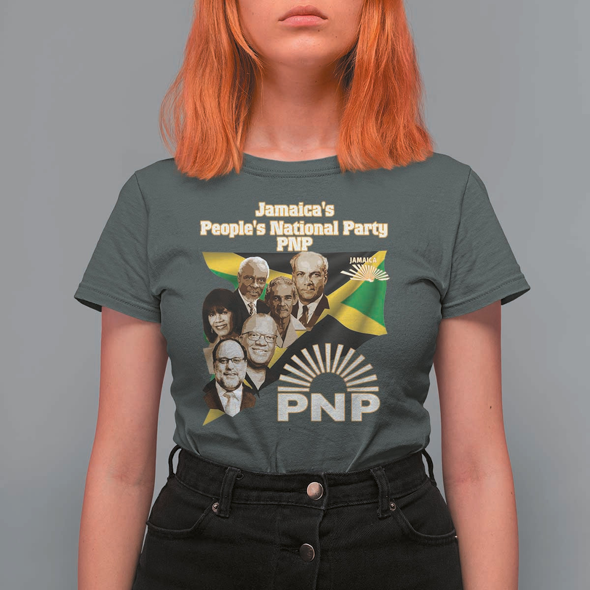 Jamaica People's National Party PNP Supporter T Shirt For Women Patriotic Political Leaders Tribute Jamaican Flag - Wonder Print Shop