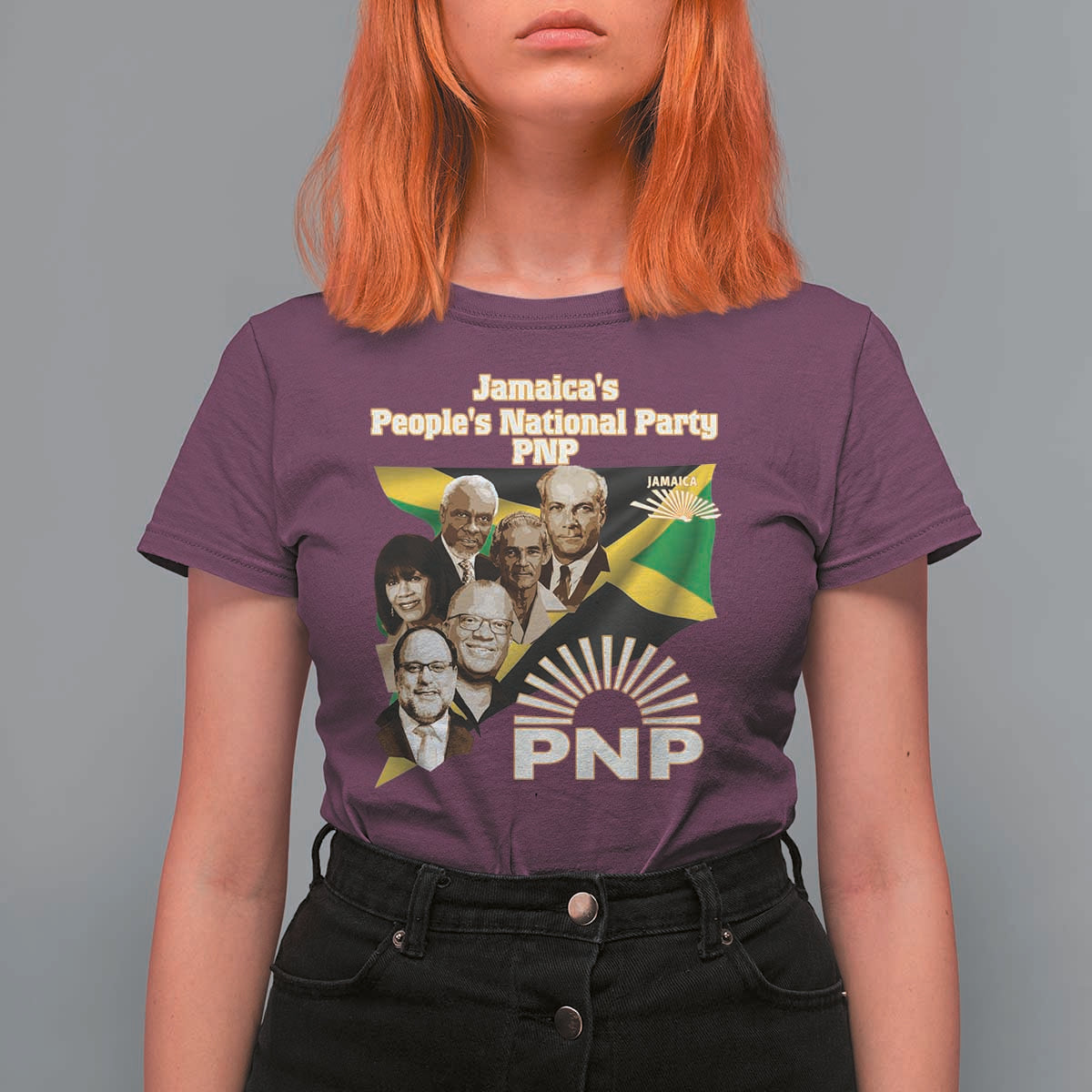 Jamaica People's National Party PNP Supporter T Shirt For Women Patriotic Political Leaders Tribute Jamaican Flag - Wonder Print Shop