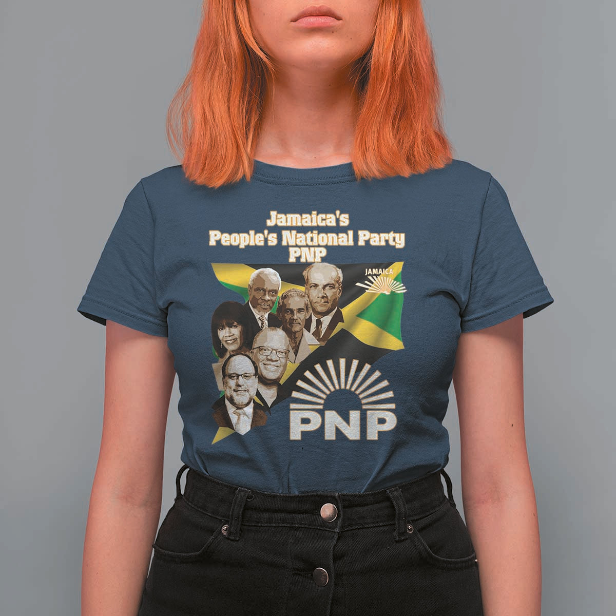 Jamaica People's National Party PNP Supporter T Shirt For Women Patriotic Political Leaders Tribute Jamaican Flag - Wonder Print Shop