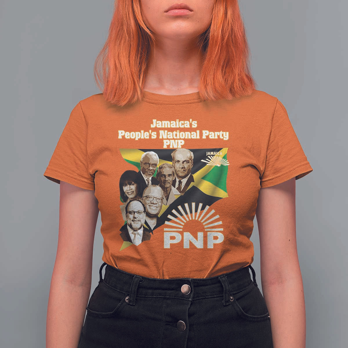 Jamaica People's National Party PNP Supporter T Shirt For Women Patriotic Political Leaders Tribute Jamaican Flag - Wonder Print Shop