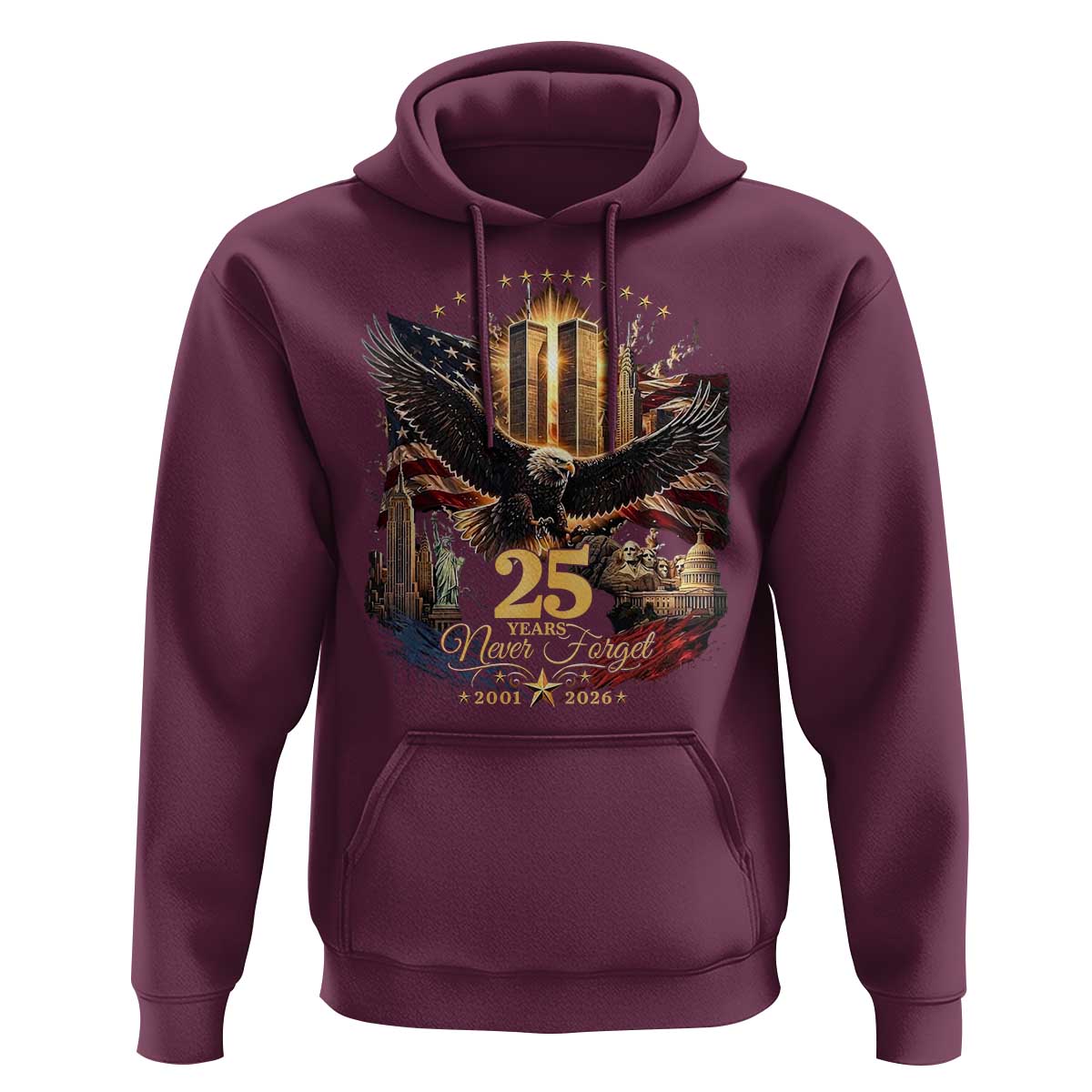 Patriotic American Eagle 9 11 Memorial 25th Anniversary Hoodie 25 Years 2021 2026 Never Forget