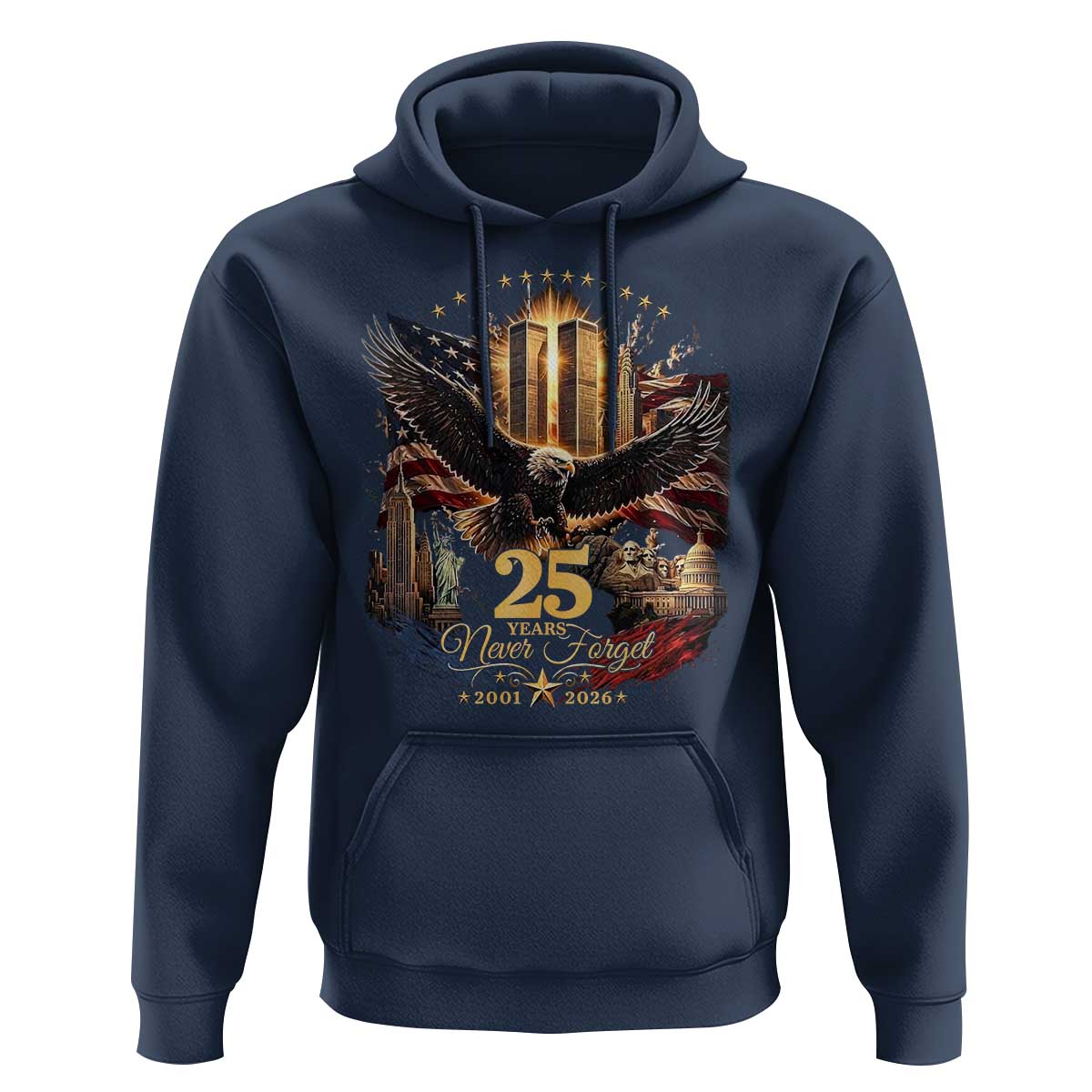 Patriotic American Eagle 9 11 Memorial 25th Anniversary Hoodie 25 Years 2021 2026 Never Forget