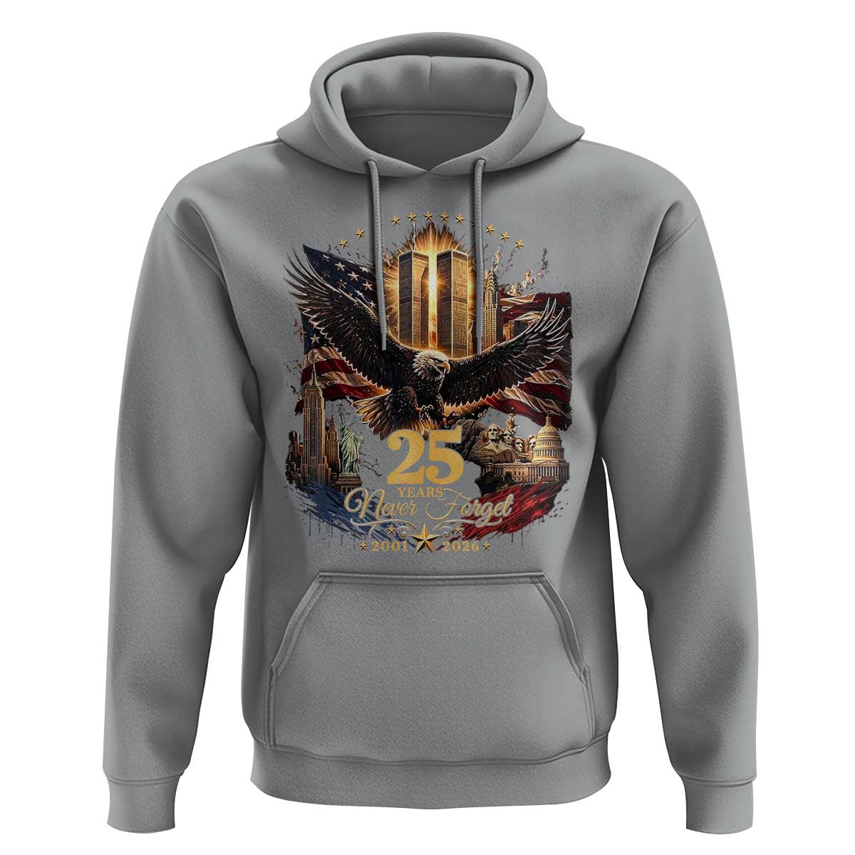 Patriotic American Eagle 9 11 Memorial 25th Anniversary Hoodie 25 Years 2021 2026 Never Forget
