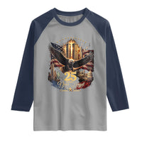 Patriotic American Eagle 9 11 Memorial 25th Anniversary Raglan Shirt 25 Years 2021 2026 Never Forget