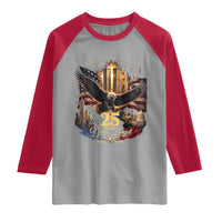 Patriotic American Eagle 9 11 Memorial 25th Anniversary Raglan Shirt 25 Years 2021 2026 Never Forget