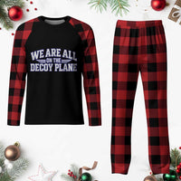 We Are All On The Decoy Plane Theories Aviator Wings Blue Plaid Pajama Set Funny Satirical Meme Conspiracy Commentary