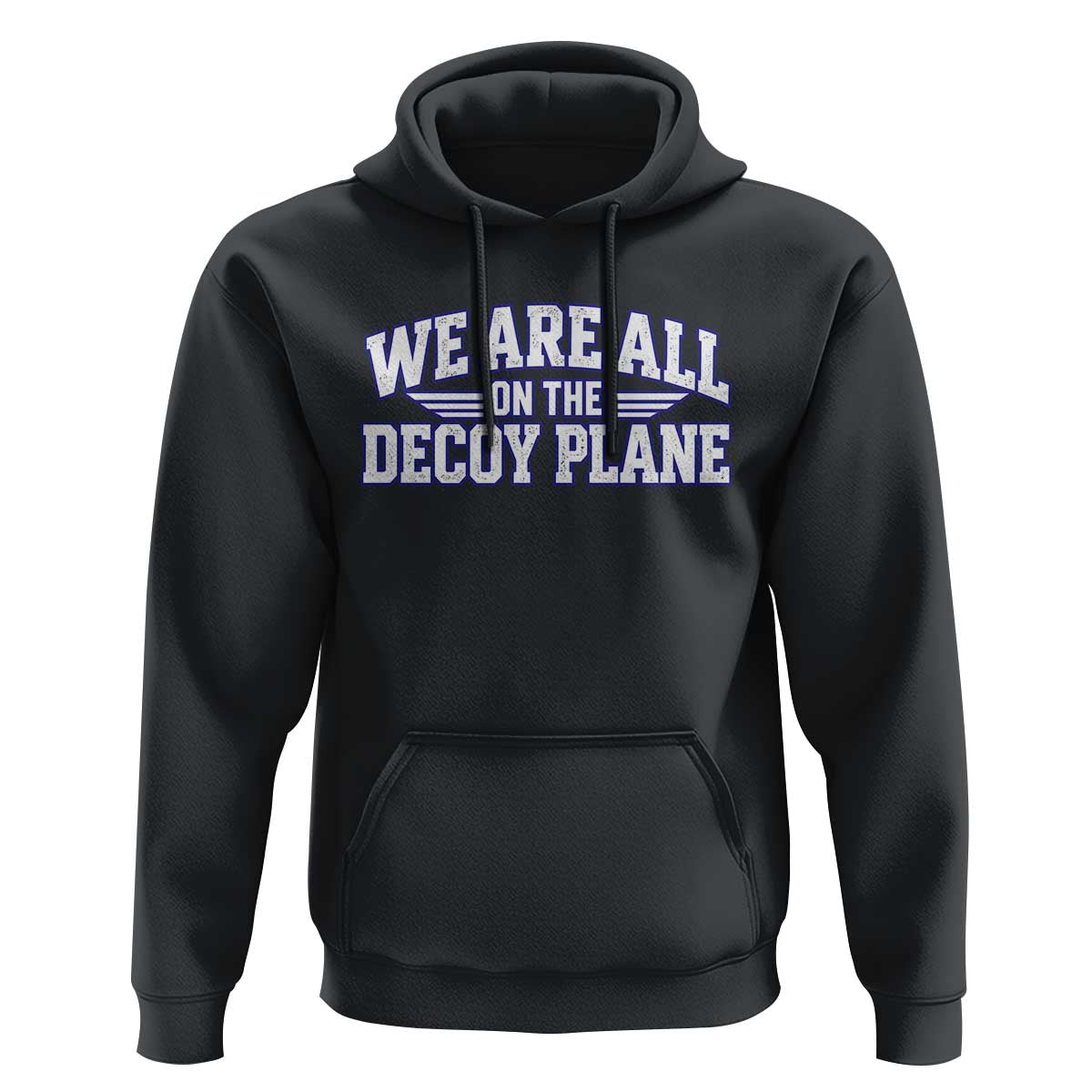 We Are All On The Decoy Plane Theories Aviator Wings Blue Hoodie Funny Satirical Meme Conspiracy Commentary