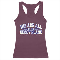 We Are All On The Decoy Plane Theories Aviator Wings Blue Racerback Tank Top Funny Satirical Meme Conspiracy Commentary