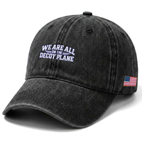 We Are All On The Decoy Plane Theories Aviator Wings Blue Washed Cotton Baseball Cap Funny Satirical Meme Conspiracy Commentary