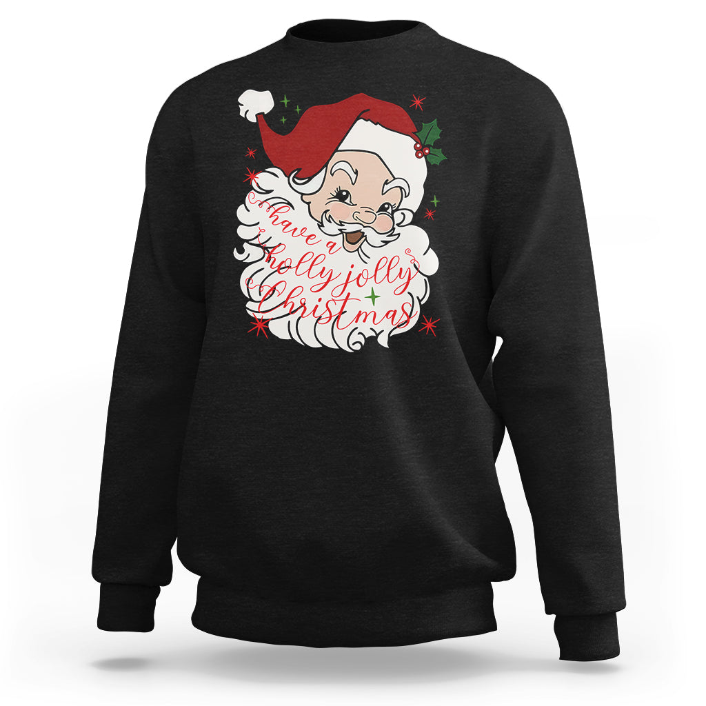 Vintage Christmas Santa Claus Face Xmas Funny Old Fashioned Sweatshirt - Wonder Print Shop