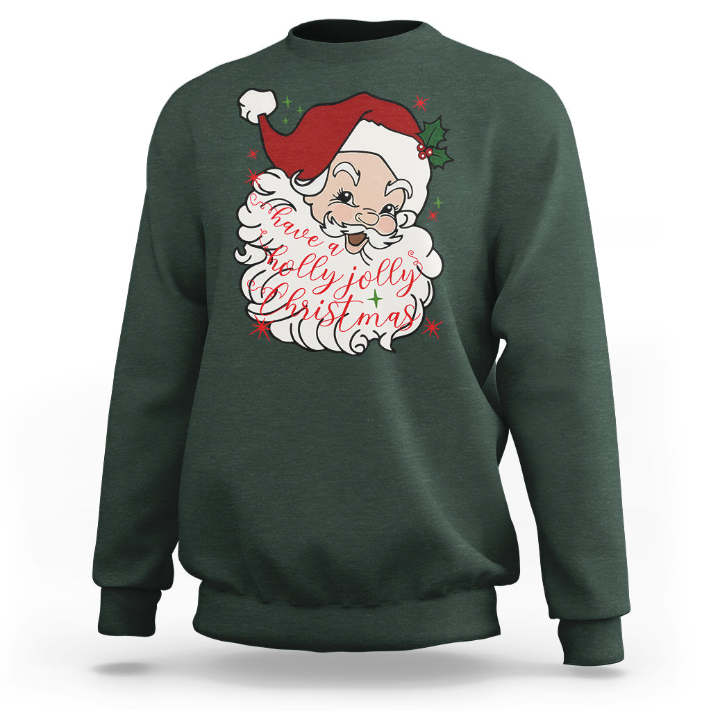 Vintage Christmas Santa Claus Face Xmas Funny Old Fashioned Sweatshirt - Wonder Print Shop
