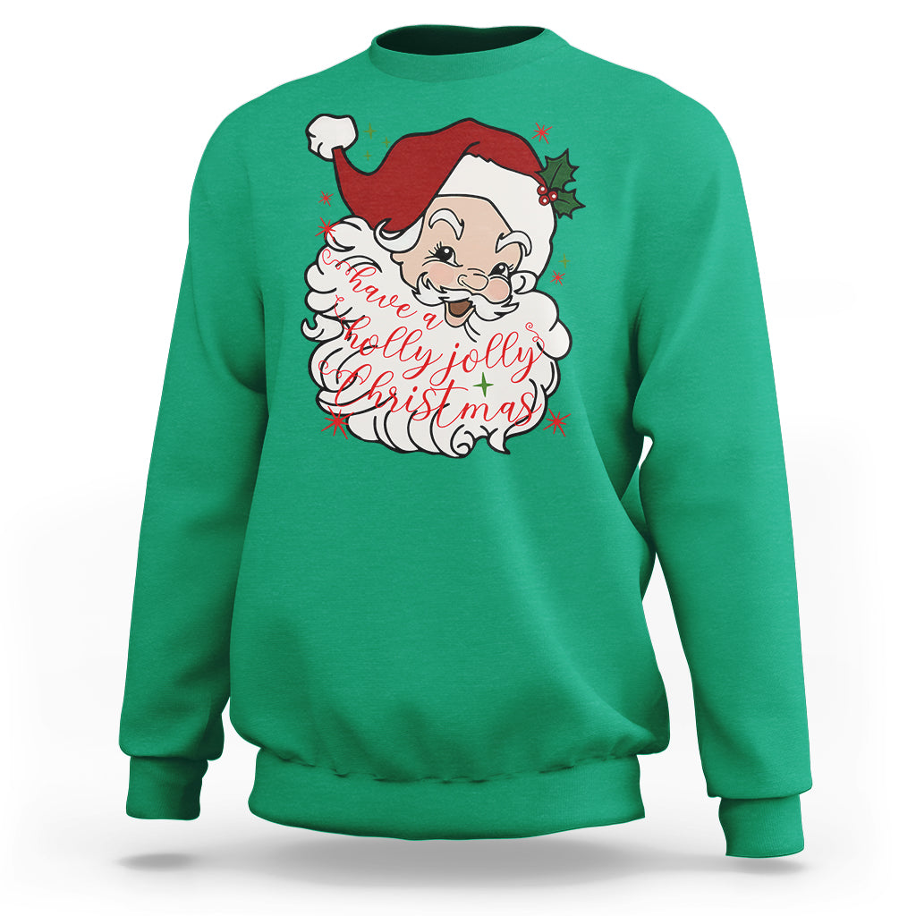 Vintage Christmas Santa Claus Face Xmas Funny Old Fashioned Sweatshirt - Wonder Print Shop