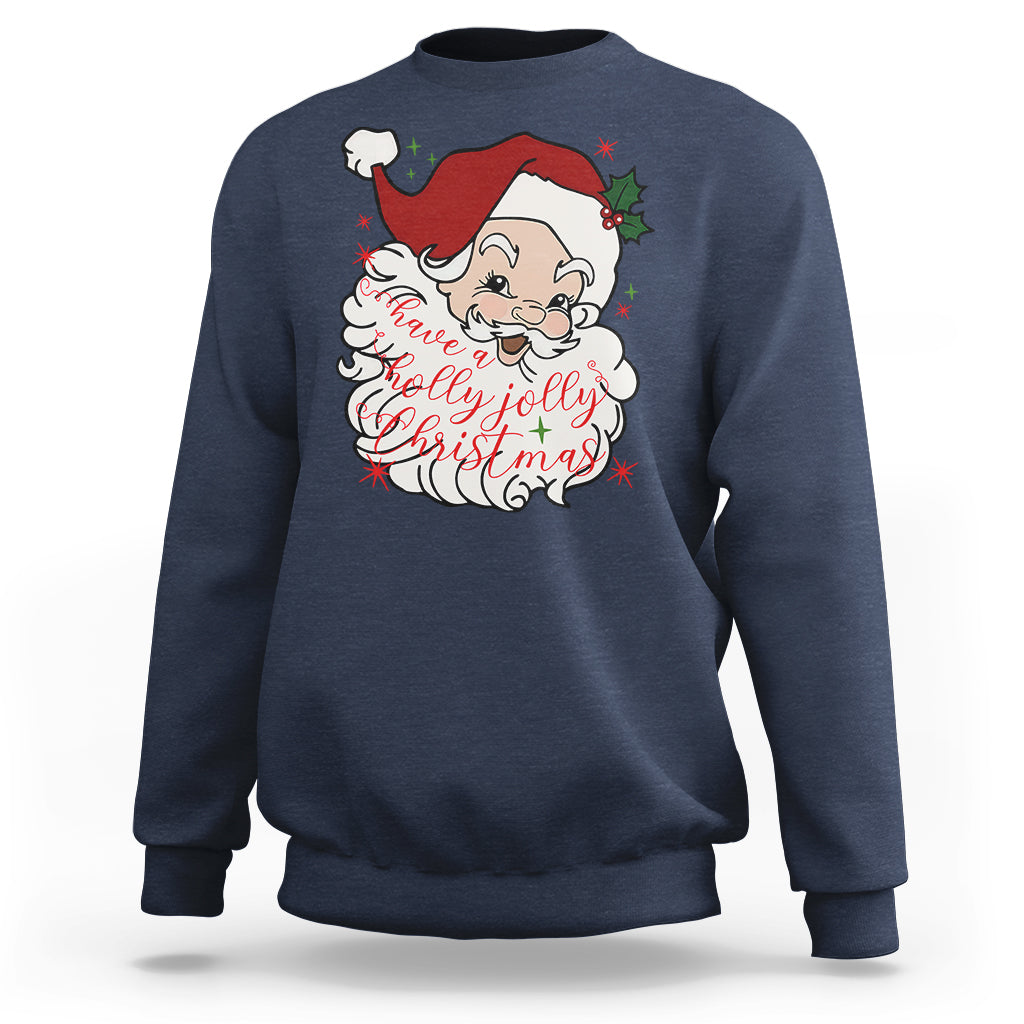 Vintage Christmas Santa Claus Face Xmas Funny Old Fashioned Sweatshirt - Wonder Print Shop