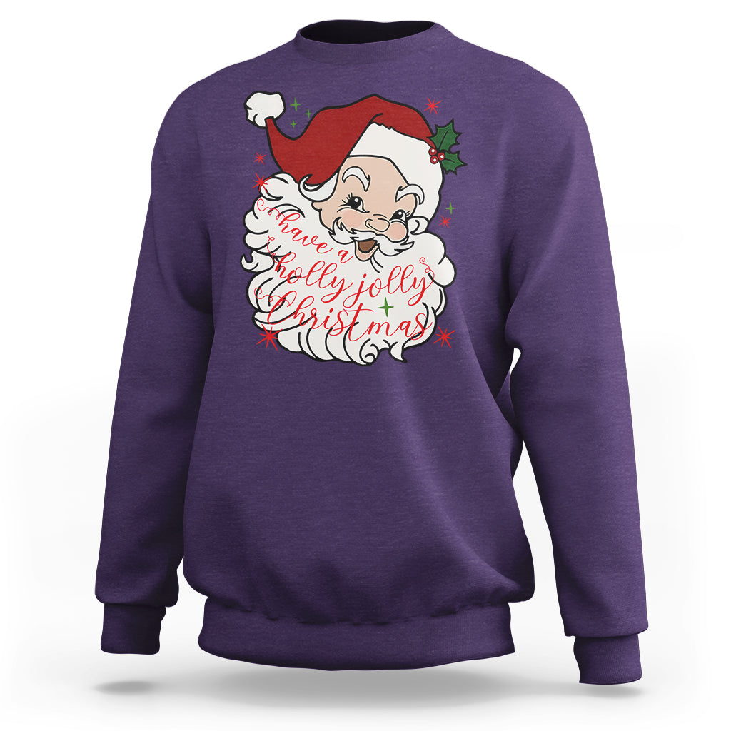Vintage Christmas Santa Claus Face Xmas Funny Old Fashioned Sweatshirt - Wonder Print Shop