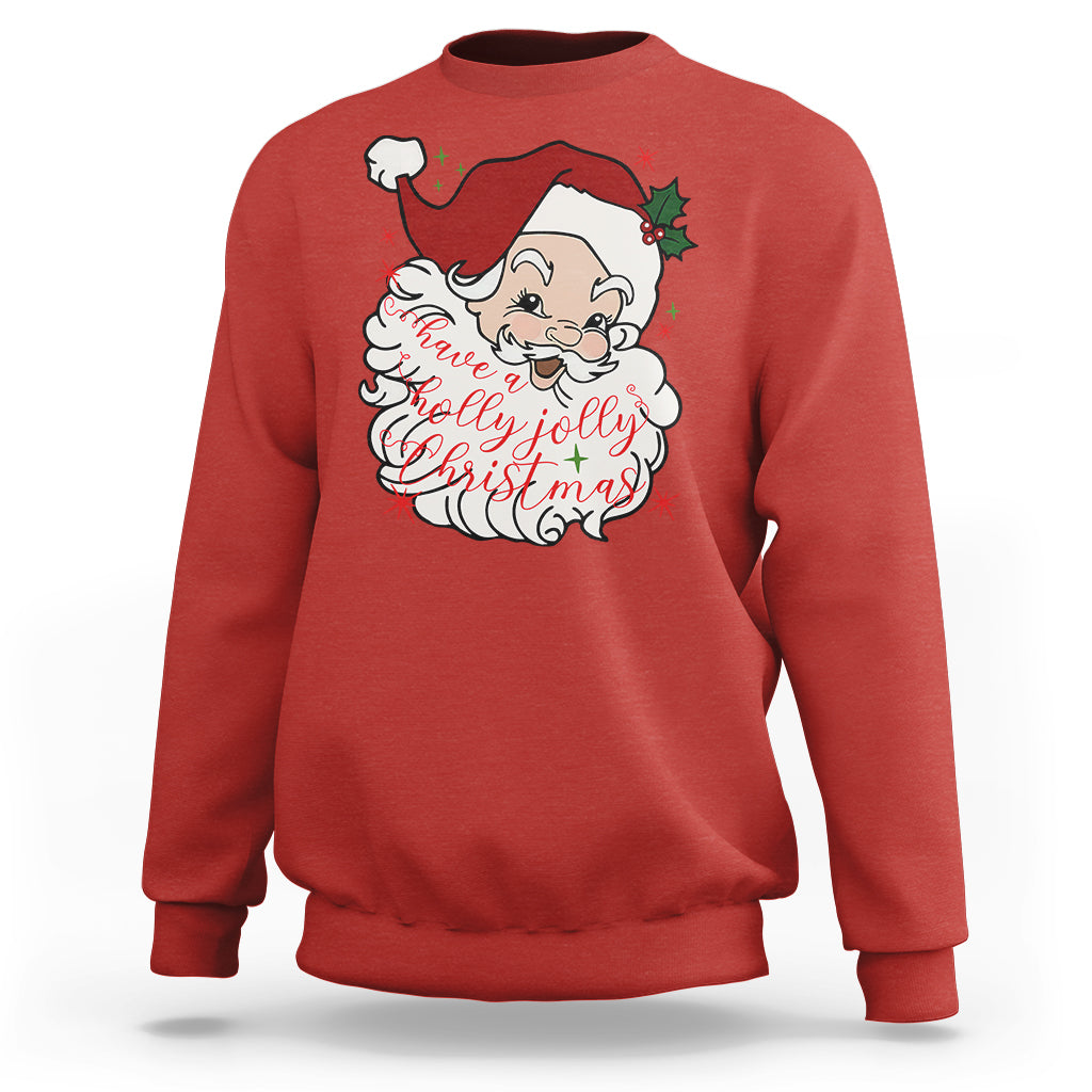 Vintage Christmas Santa Claus Face Xmas Funny Old Fashioned Sweatshirt - Wonder Print Shop