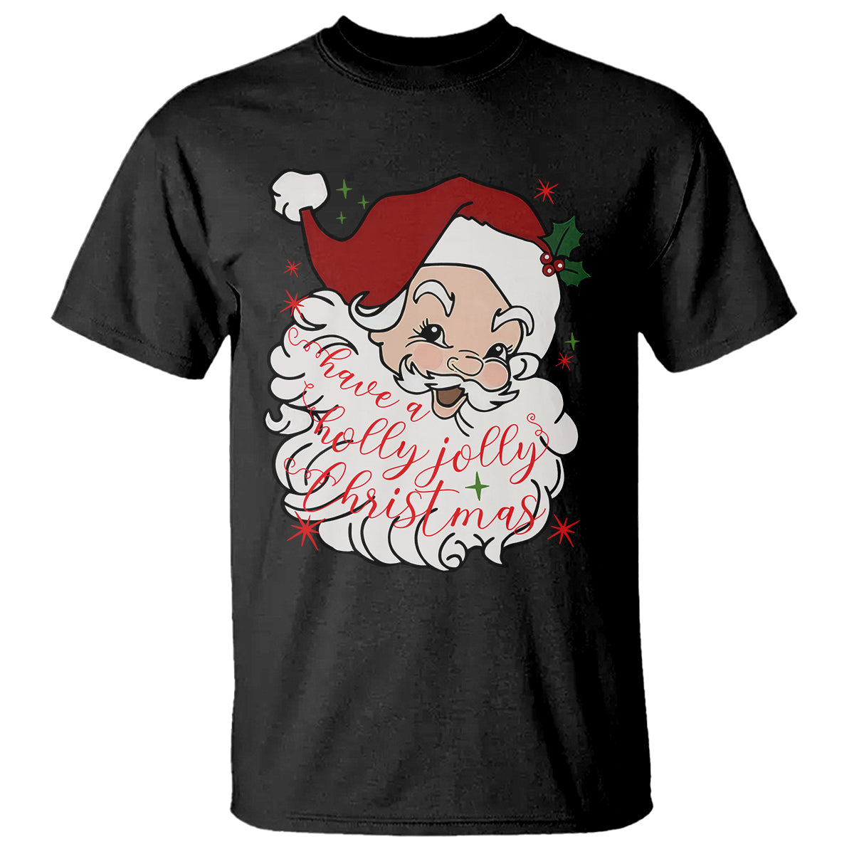Vintage Christmas Santa Claus Face Xmas Funny Old Fashioned T Shirt - Wonder Print Shop