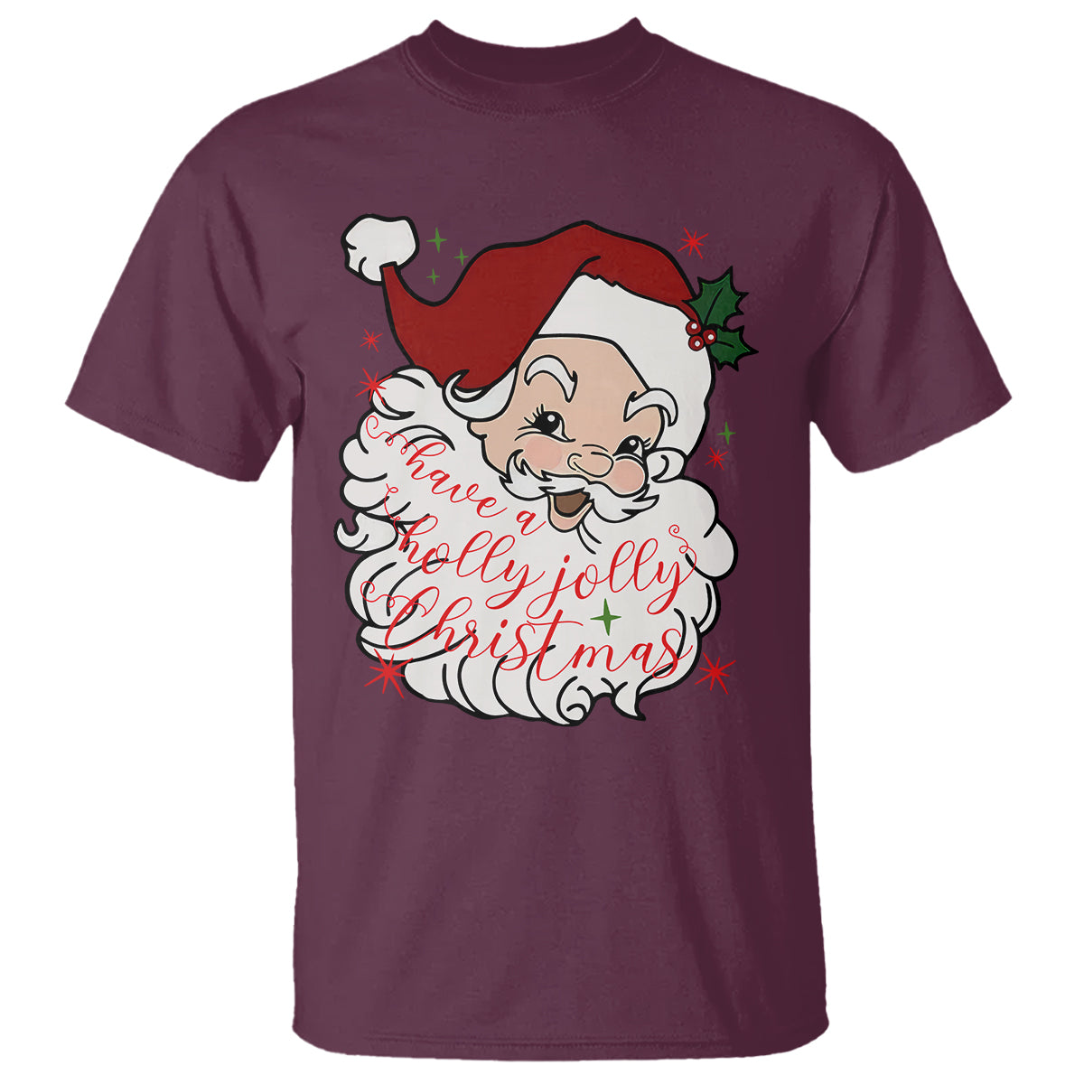 Vintage Christmas Santa Claus Face Xmas Funny Old Fashioned T Shirt - Wonder Print Shop