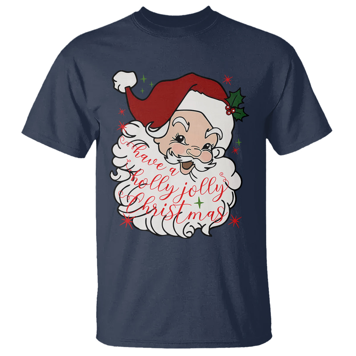 Vintage Christmas Santa Claus Face Xmas Funny Old Fashioned T Shirt - Wonder Print Shop