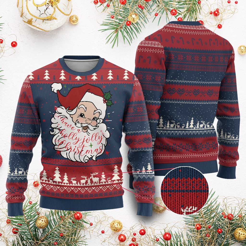 Vintage Christmas Santa Claus Face Xmas Funny Old Fashioned Ugly Christmas Sweater - Wonder Print Shop