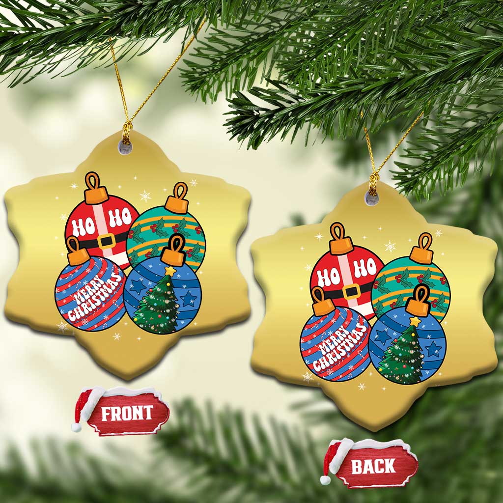 Retro Groovy Merry Christmas Ornament Ho Ho Ho Christmas Ornament - Wonder Print Shop