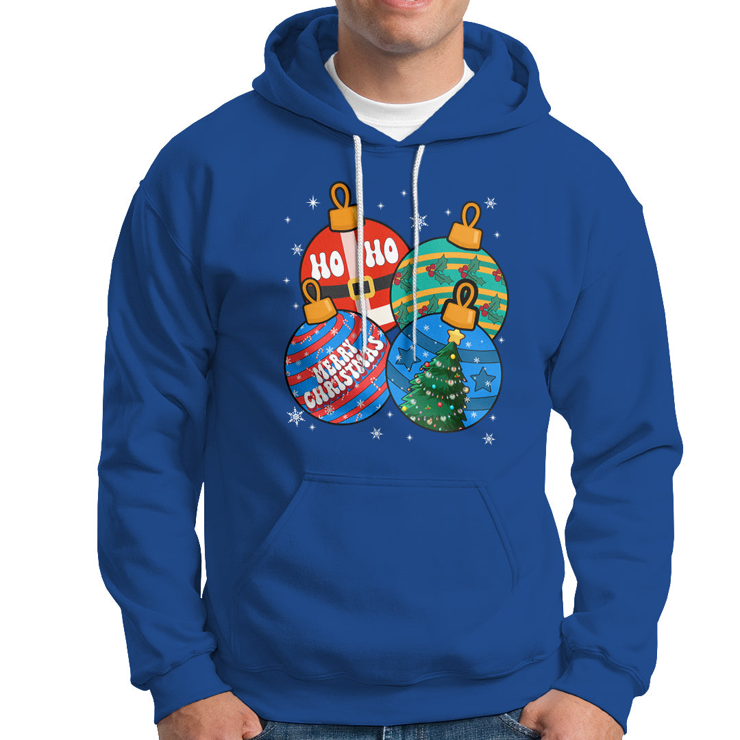 Retro Groovy Merry Christmas Ornament Ho Ho Ho Hoodie - Wonder Print Shop