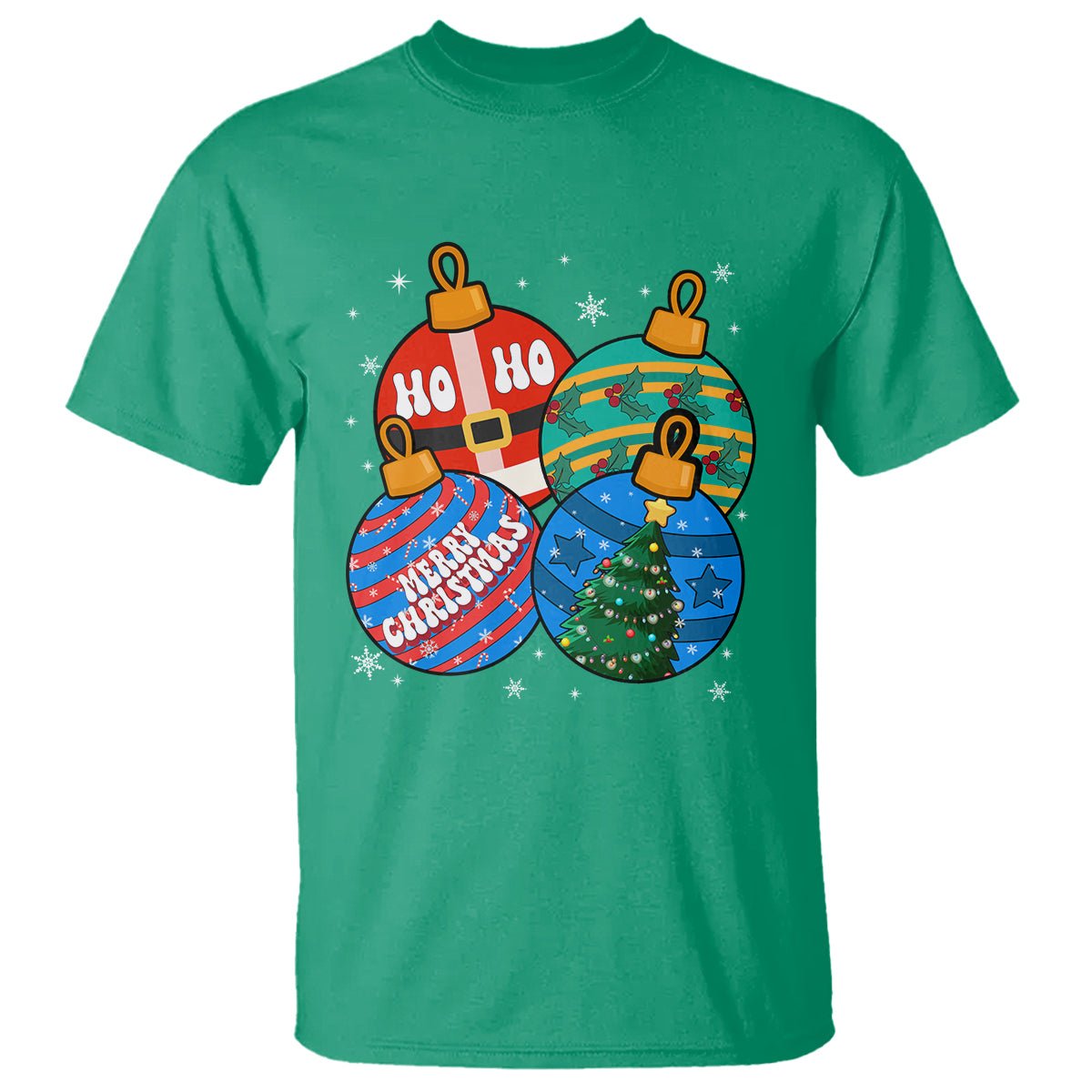 Retro Groovy Merry Christmas Ornament Ho Ho Ho T Shirt - Wonder Print Shop