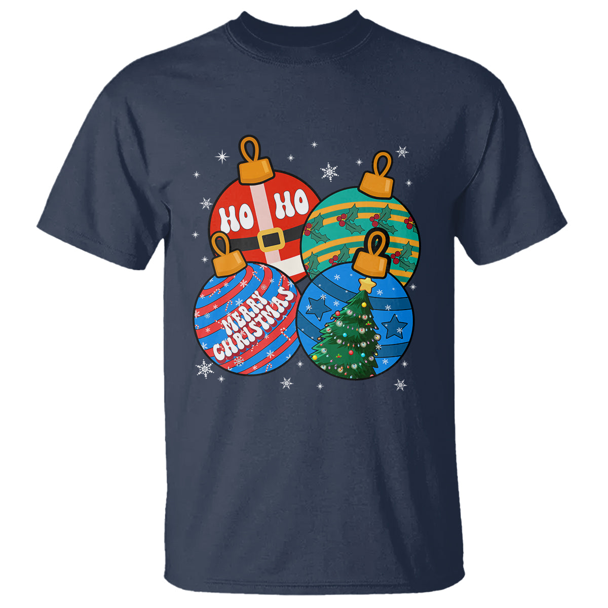 Retro Groovy Merry Christmas Ornament Ho Ho Ho T Shirt - Wonder Print Shop