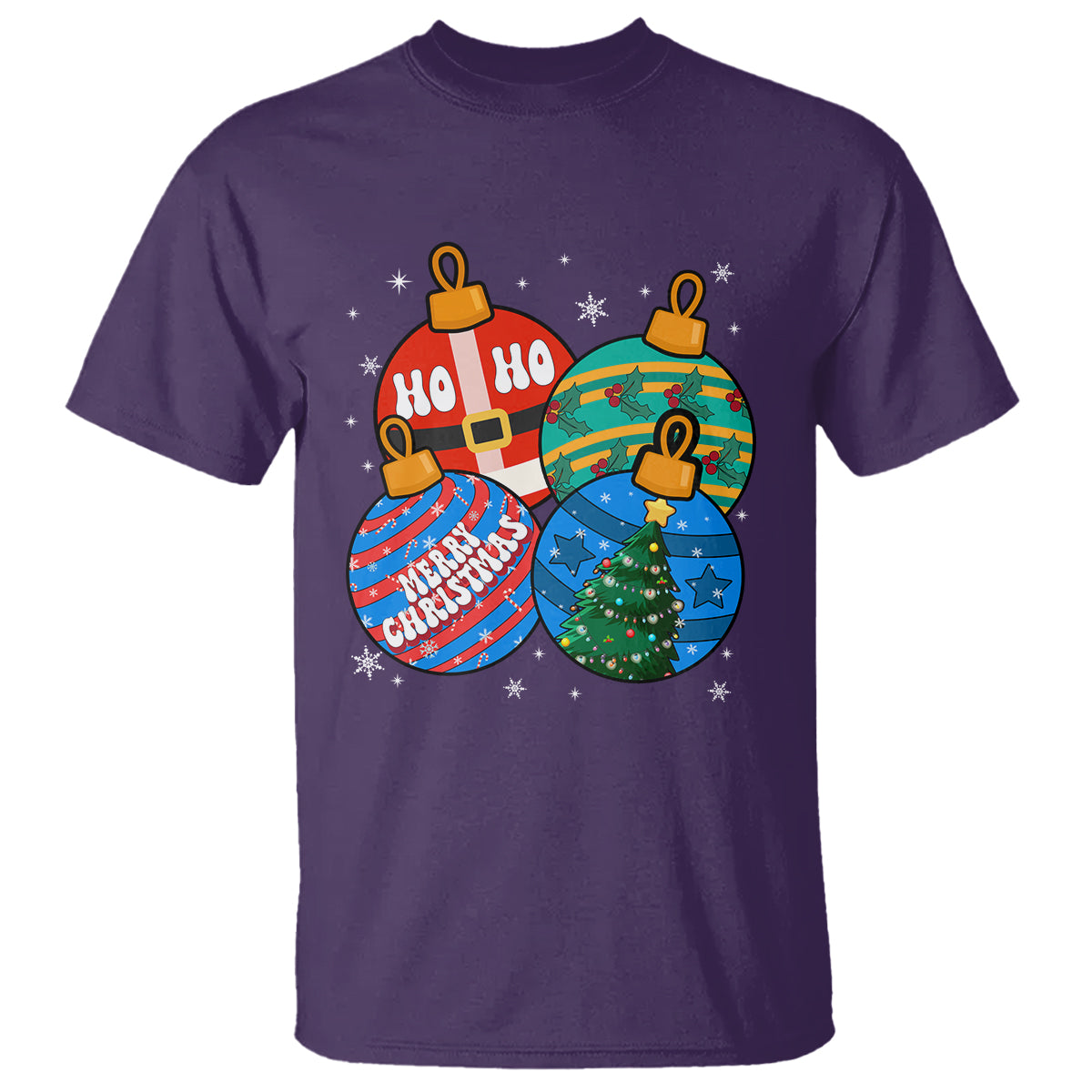 Retro Groovy Merry Christmas Ornament Ho Ho Ho T Shirt - Wonder Print Shop