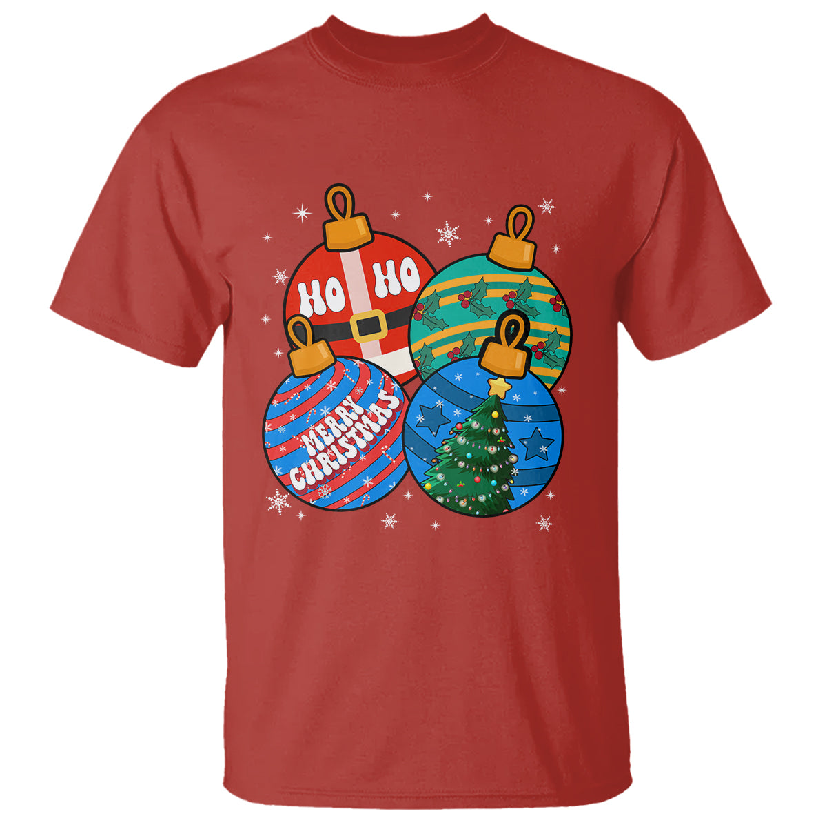 Retro Groovy Merry Christmas Ornament Ho Ho Ho T Shirt - Wonder Print Shop