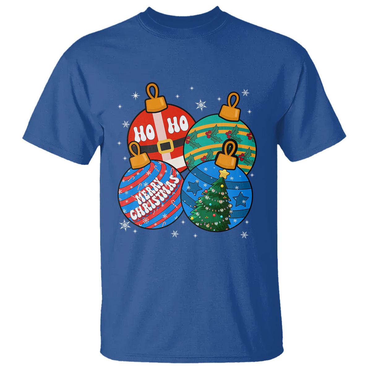 Retro Groovy Merry Christmas Ornament Ho Ho Ho T Shirt - Wonder Print Shop