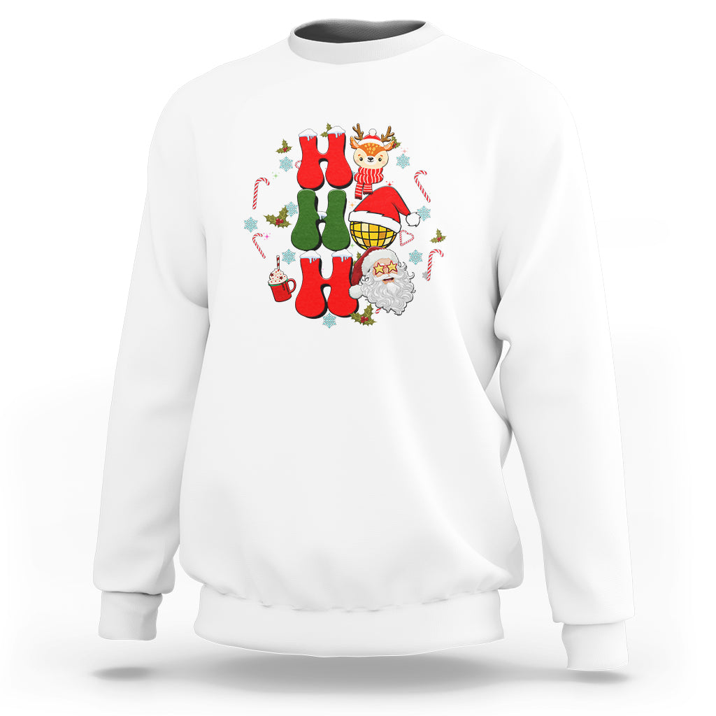 Retro Groovy Christmas Ho Ho Ho Reindeer Disco Ball Santa Xmas Sweatshirt - Wonder Print Shop