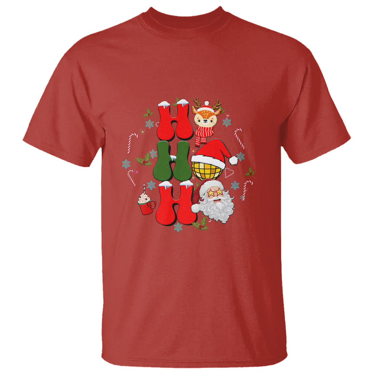 Retro Groovy Christmas Ho Ho Ho Reindeer Disco Ball Santa Xmas T Shirt - Wonder Print Shop