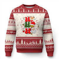 Retro Groovy Christmas Ho Ho Ho Reindeer Disco Ball Santa Xmas Ugly Christmas Sweater - Wonder Print Shop
