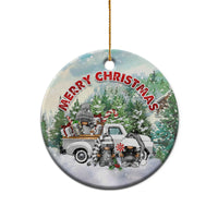 Gnome Christmas Ceramic Ornament Merry Christmas Pickup Truck Gnomies - Wonder Print Shop