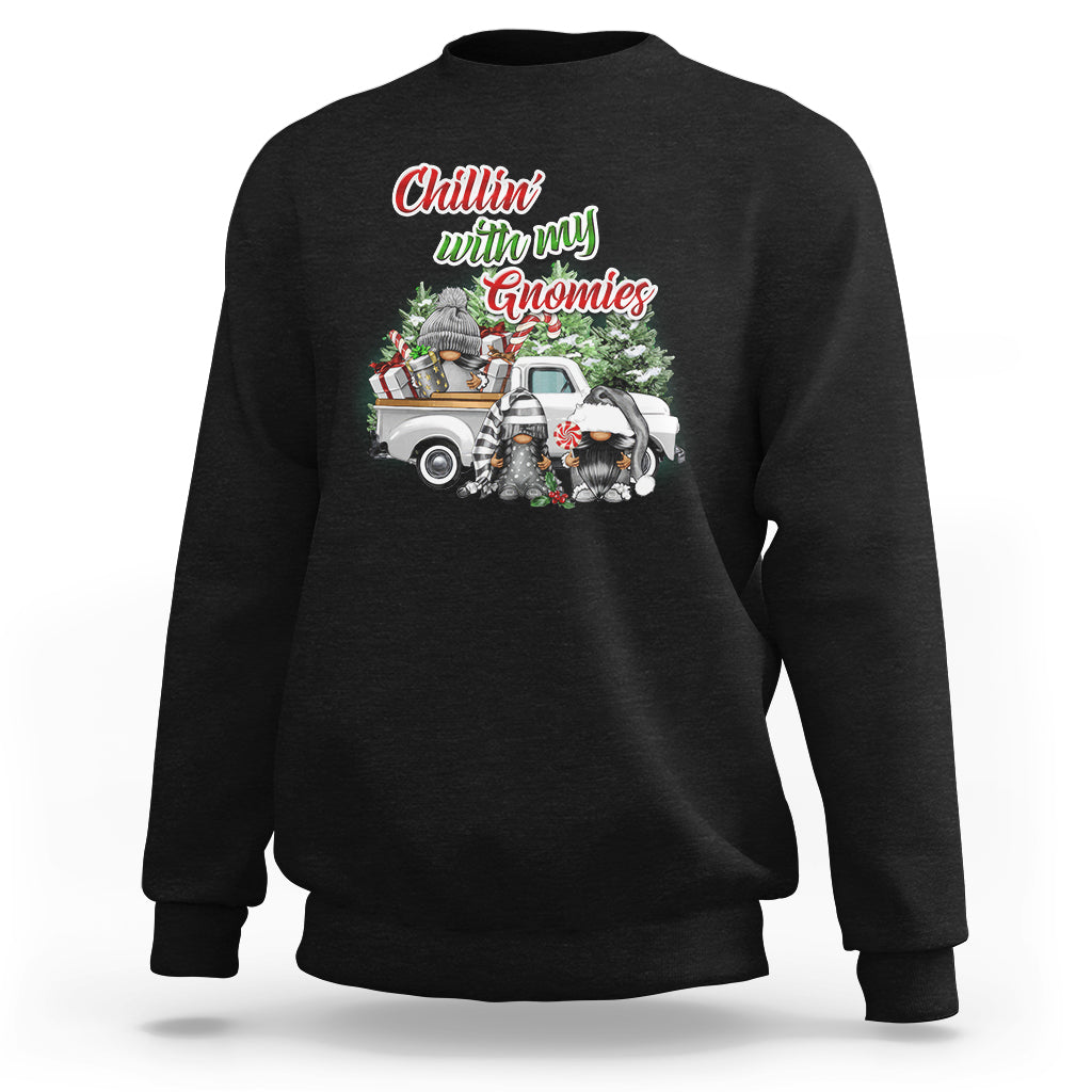 Gnome Christmas Sweatshirt Chillin With My Gnomies Xmas Truck - Wonder Print Shop