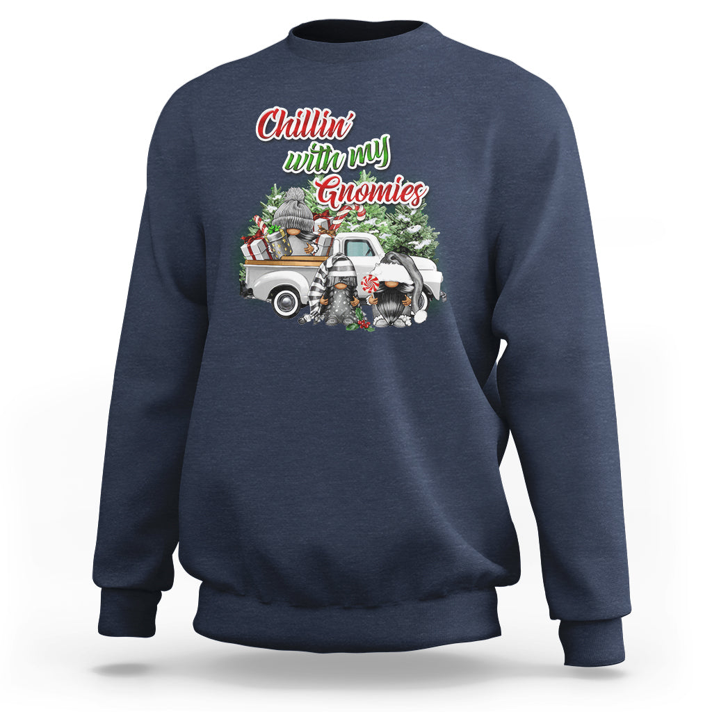 Gnome Christmas Sweatshirt Chillin With My Gnomies Xmas Truck - Wonder Print Shop