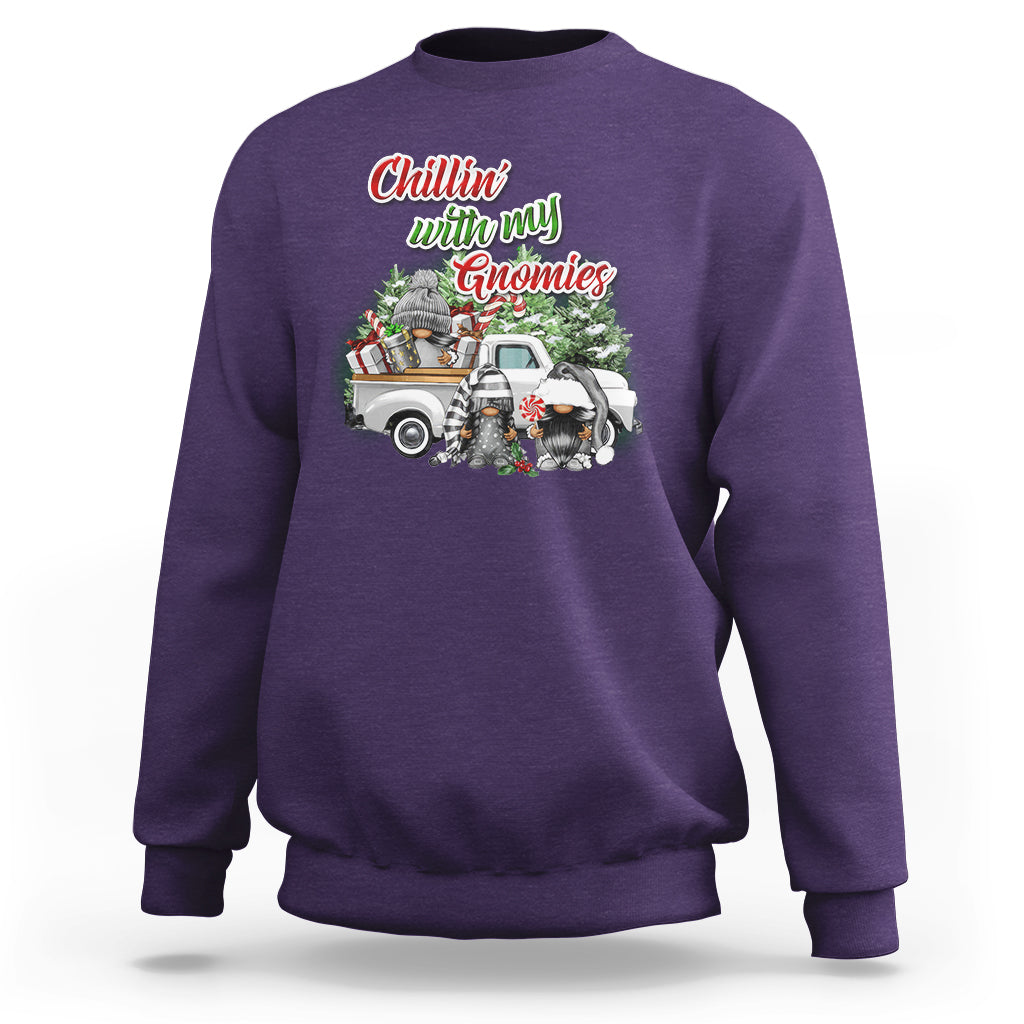 Gnome Christmas Sweatshirt Chillin With My Gnomies Xmas Truck - Wonder Print Shop