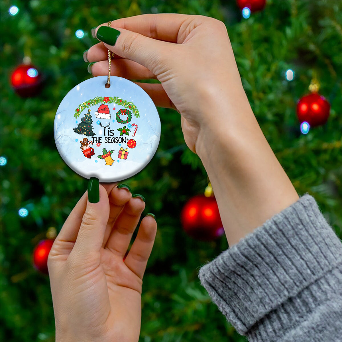Christmas 2023 Ceramic Ornament Tis The Season Xmas Vibe - Wonder Print Shop