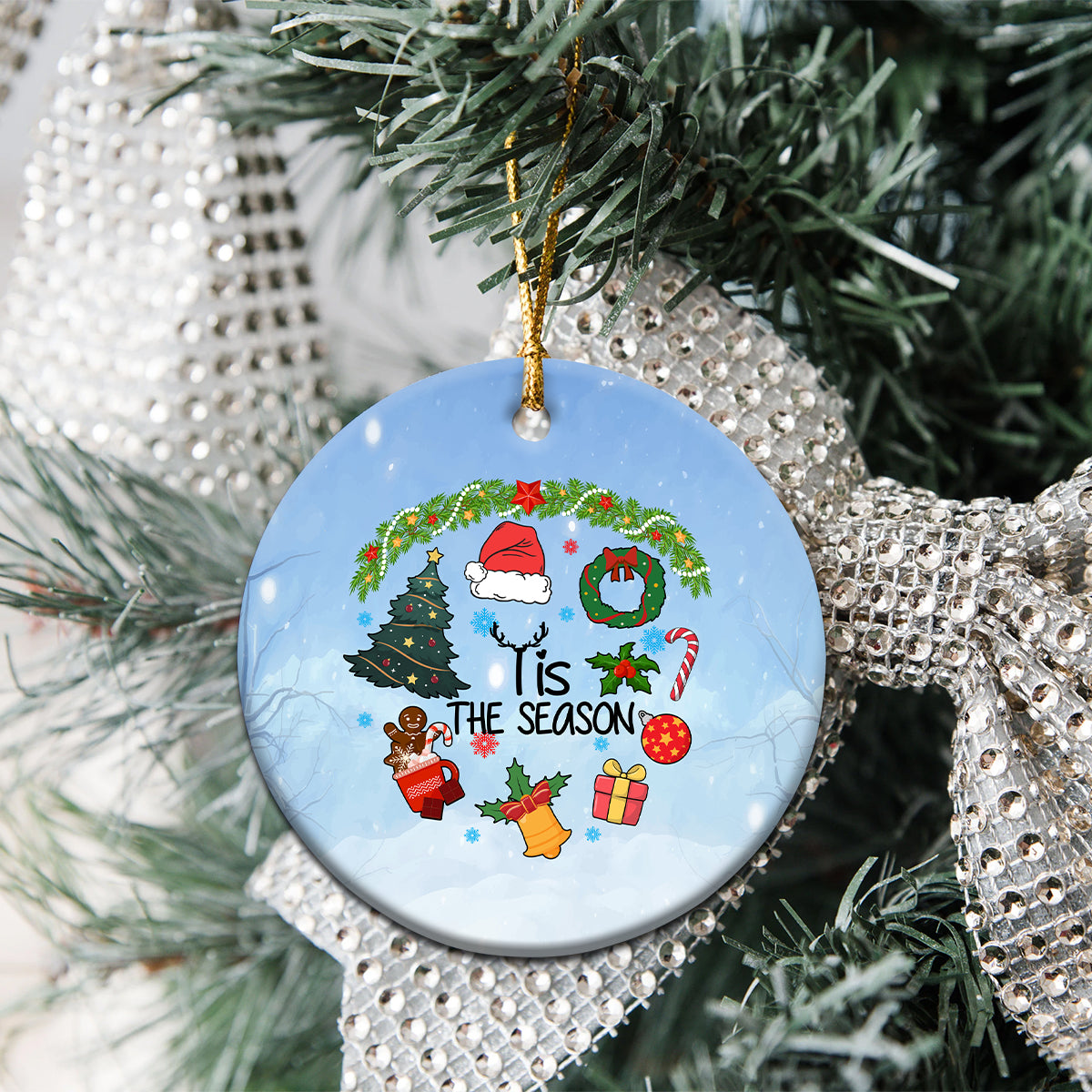 Christmas 2023 Ceramic Ornament Tis The Season Xmas Vibe - Wonder Print Shop