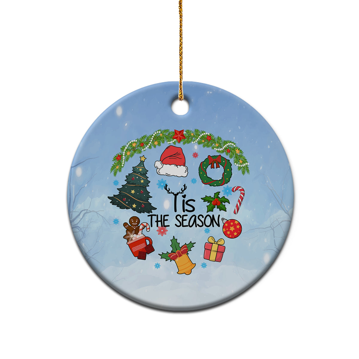Christmas 2023 Ceramic Ornament Tis The Season Xmas Vibe - Wonder Print Shop