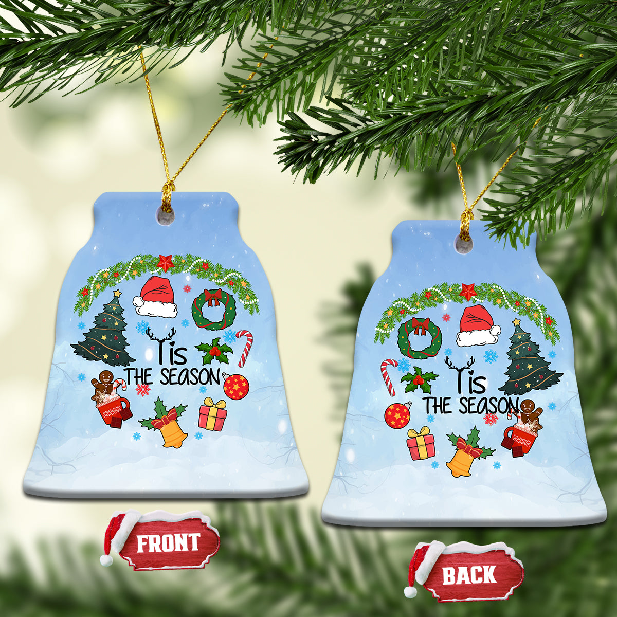 Christmas 2023 Ceramic Ornament Tis The Season Xmas Vibe - Wonder Print Shop