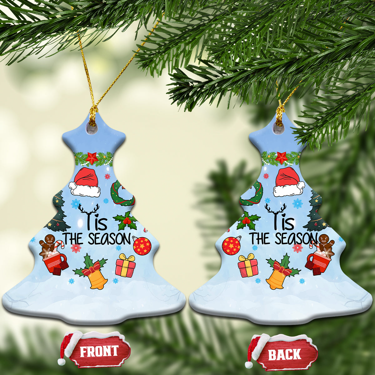 Christmas 2023 Ceramic Ornament Tis The Season Xmas Vibe - Wonder Print Shop