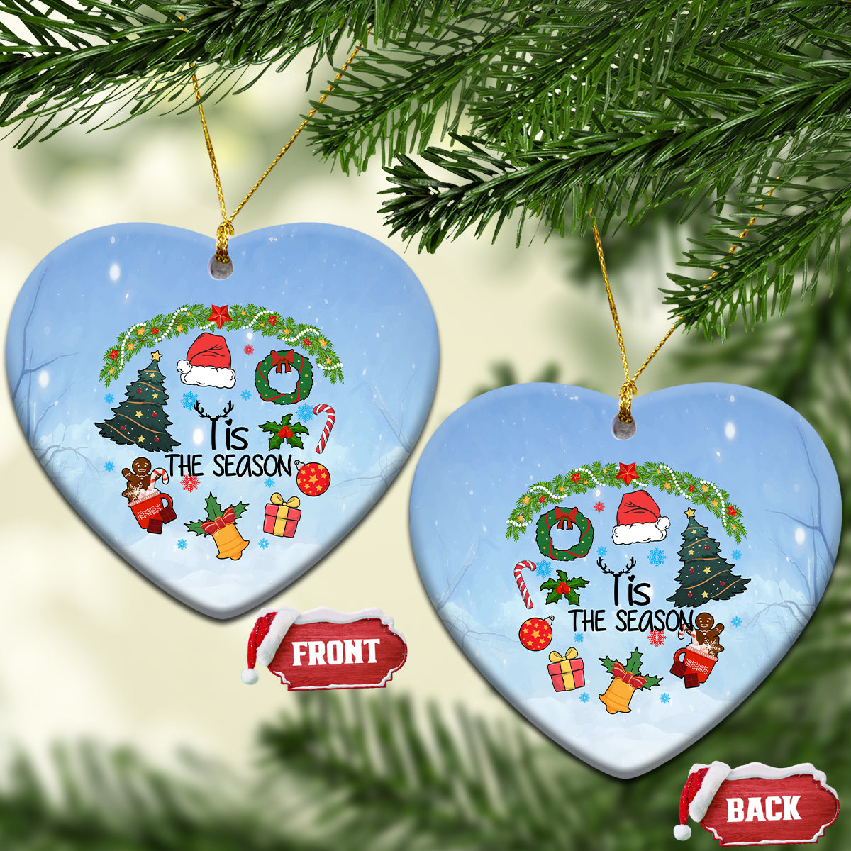 Christmas 2023 Ceramic Ornament Tis The Season Xmas Vibe - Wonder Print Shop