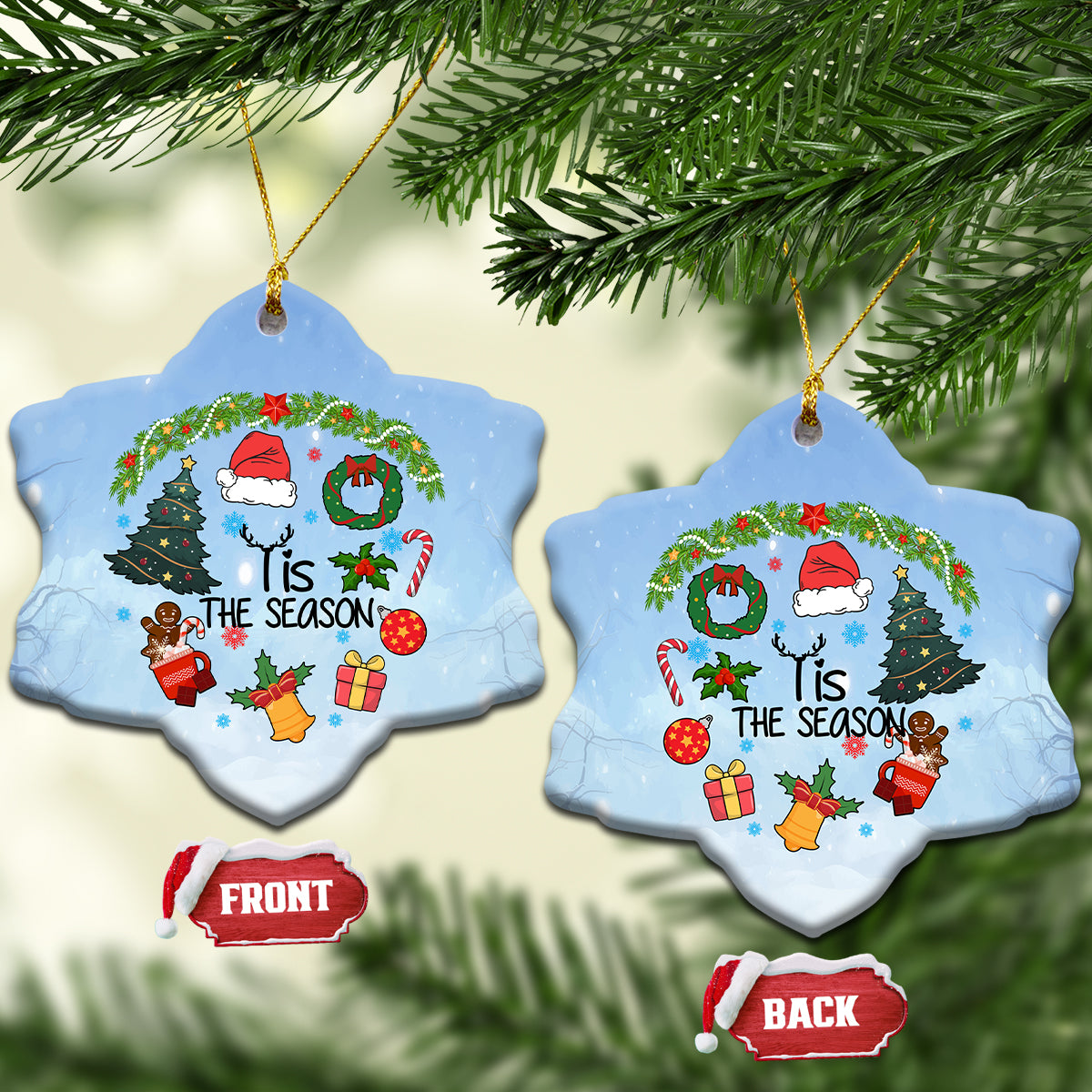 Christmas 2023 Ceramic Ornament Tis The Season Xmas Vibe - Wonder Print Shop