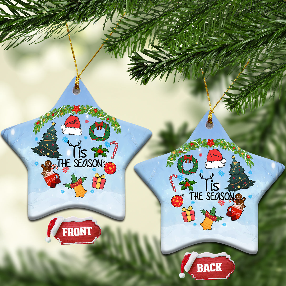 Christmas 2023 Ceramic Ornament Tis The Season Xmas Vibe - Wonder Print Shop