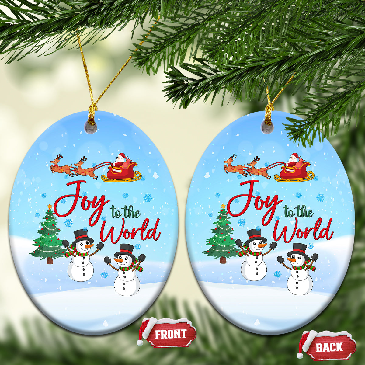 Christmas 2023 Ceramic Ornament Joy To The World - Wonder Print Shop
