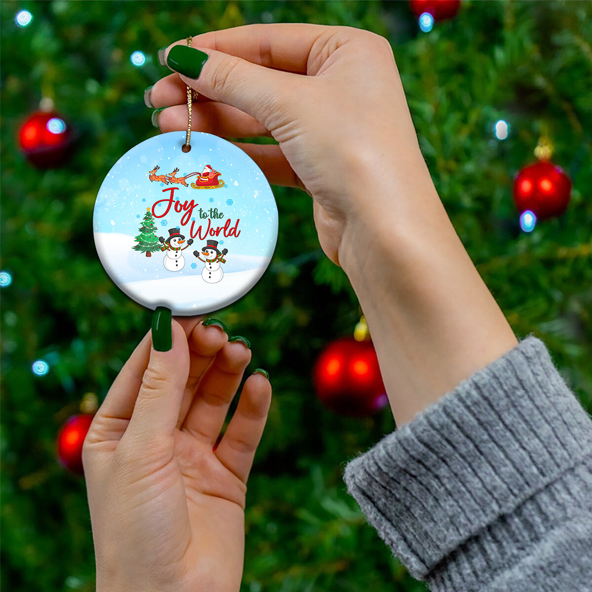 Christmas 2023 Ceramic Ornament Joy To The World - Wonder Print Shop
