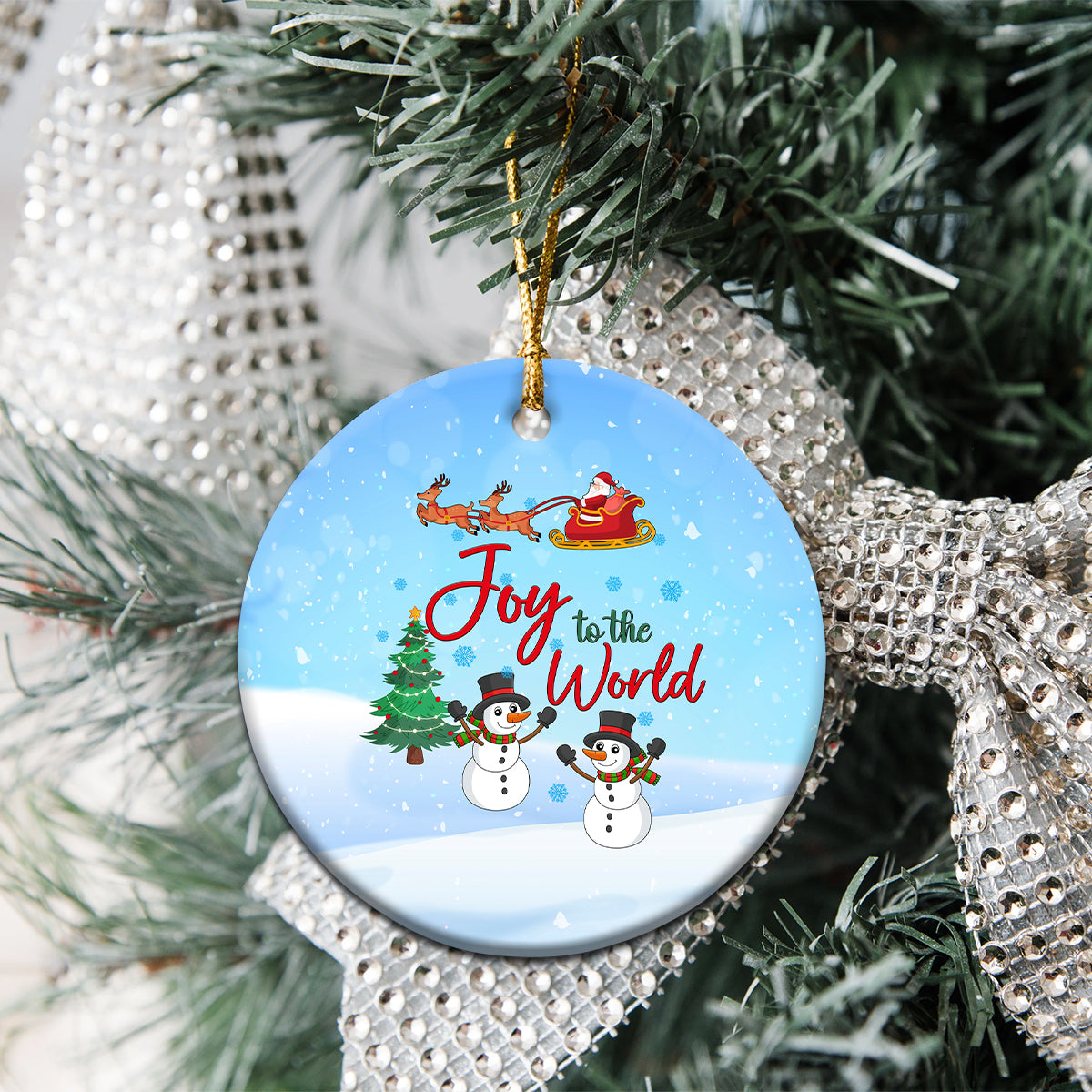 Christmas 2023 Ceramic Ornament Joy To The World - Wonder Print Shop